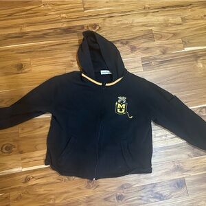 Black Hooded Jacket with Yellow Trim